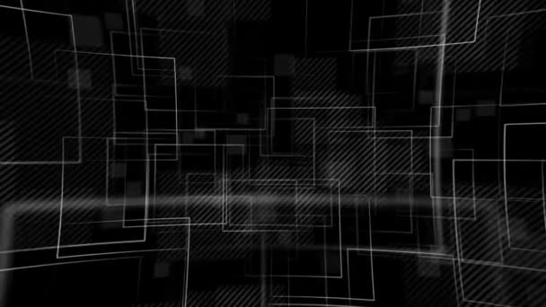 简单的抽象几何技术背景 重复简约的正方形和虚线图案 全高清和环状黑白纹理技术背景 — 图库视频影像