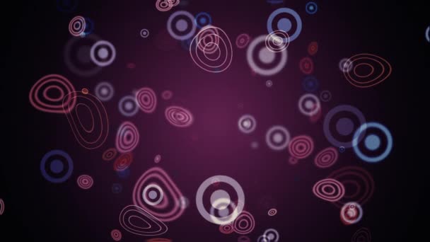Abstract Bokeh Particles Background Multicolored Concentric Circles Ring Squiggles Trendy — Stock Video