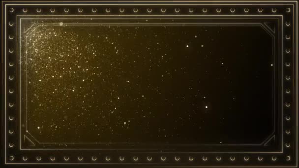 Elegant Vintage Golden Art Deco Frame Background Glittering Golden Particles — Stock Video
