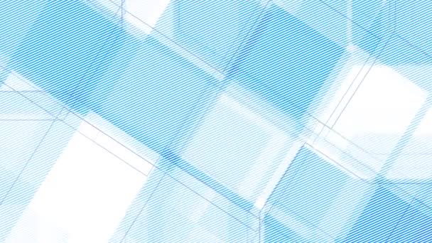 Abstract Blauw Getinte Geometrische Bewegingsachtergrond Met Zacht Bewegende Textuurvormen Lijnen — Stockvideo