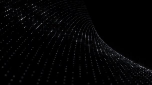 Стильний Темний Мінімалістичний Рух Фону Обертовою Цифровою Фрактальною Хвилею Сяючими — стокове відео