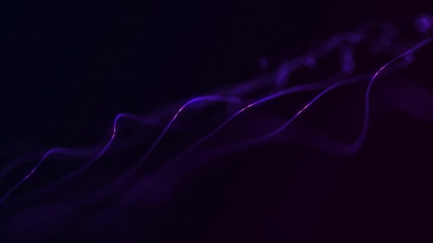 優しくピンクと紫のネオンライトビームを動かすエレガントなデジタルフラクタル波の背景 このミニマリスト抽象的な技術の背景は完全なHdであり コピースペースでループします — ストック動画