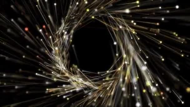 Spiralskimrande Spiral Magiska Glödande Gyllene Linje Och Sfär Partiklar Bakgrund — Stockvideo