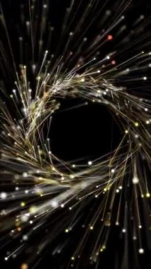 Dikey video - sihirli, ışıldayan altın çizgi ve küre parçacıklarından oluşan sarmal sarmal bir arka plan animasyonu. Bu soyut altın renkli arka plan tam bir HD ve kusursuz bir döngü..
