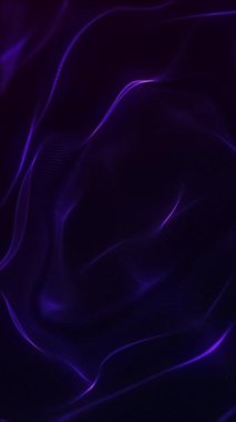 Dikey video - zarif akış ve dalgalanan mor ve mavi parlayan dijital fraktal ışık dalgası arka plan animasyonu. Bu modern soyut hareket arka planı tam bir HD ve kusursuz bir döngüdür..