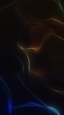 Dikey video - zarif akış ve dalgalanan neon renkli altın ve mavi fraktal ışık dalgası arka plan animasyonu. Bu modern soyut hareket arka planı tam bir HD ve kusursuz bir döngüdür..