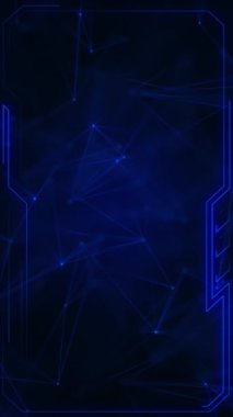 Dikey video - mavi pleksus arkaplan parlayan çizgiler ve neon teknoloji sınırlı düğümler. Dijital veri ağı bağlantıları kavramı. Bu teknoloji animasyonu tam HD ve döngüseldir.