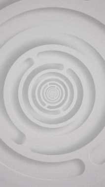 Dikey video - zarif beyaz soyut teknoloji arkaplanı ve yavaşça dönen eşmerkezli çemberler. Bu şık minimalist geometrik arka plan tam bir HD ve kusursuz bir döngü..