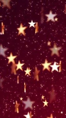 Dikey video - parlak altın yıldızlar ve parlak altın yıldız parçacıkları zarif kırmızı gradyan arka planda. Bu lüks animasyon ödül töreni ya da yetenek gösterisi için uygundur..