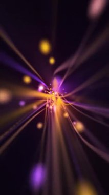 Dikey video - yüksek hızlı renkli fiber optik veri akışı ışık ışınları ve parlayan parçacıklara sahip teknoloji arka planı. Bu fütüristik hareket arkaplan animasyonu tam HD ve kusursuz bir döngüdür.