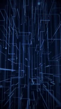 Dikey video - soyut teknoloji 3D devre kartı hızlı hareket eden düğümlerle dijital veri akışı sağlayan arka plan. Bu modern teknoloji geçmişi kusursuz bir döngü..