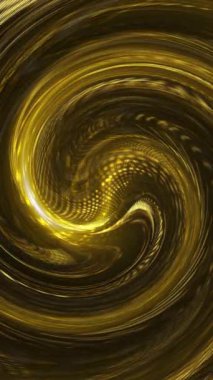 Dikey video - zarif parlayan altın sarmal soyut hareket arkaplan animasyonu.