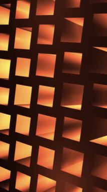 Dikey video - Altın izometrik küplerin dönen bir şablonu. Tam HD ve soyut arkaplan döngüsü.