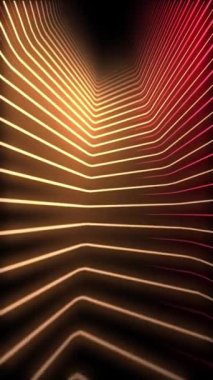 Dikey video - parlayan kırmızı ve altın altıgen neon ışınlar hareket arkaplan animasyonu - tam HD ve döngüleme.