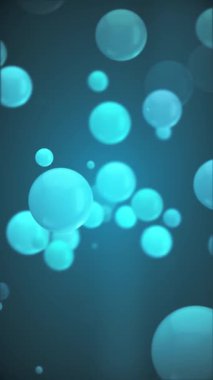 Dikey video - parlak mavi kabarcıklar hareket arkaplan canlandırması.
