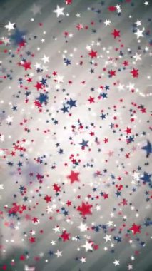 Dikey video - yıldızlar ve çizgiler: kırmızı, beyaz ve mavi yıldızlar nazikçe yüzen şekiller - döngüleme, tam HD Amerikan, ABD stili hareket arkaplan animasyonu.