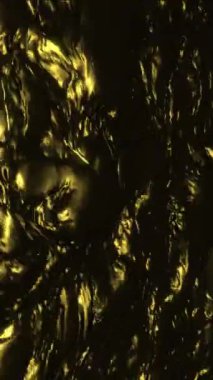 Dikey video - hafif dalgalanan sıvı altın ya da altın ışık yansımalı koyu su. Döngüleme, tam HD hareket arkaplan canlandırması.