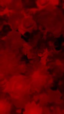 Dikey video - koyu kırmızı çiçekli arka plan animasyonu suluboya resim tarzında. Tam HD döngü.