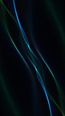 Dikey video - soyut hareket arkaplanı ve güzel mavi ve yeşil bir dijital fraktal dalga. Bu soyut teknoloji konsepti tam bir HD ve kusursuz bir döngüdür..