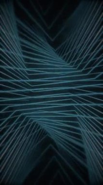 Dikey video - soyut mavi parlayan çizgiler ve geometrik şekilleri bükme arka plan. Döngüleme, tam HD teknoloji hareket arkaplan canlandırması.