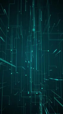 Dikey video - soyut teknoloji 3D devre kartı hızlı hareket eden düğümlerle dijital veri transferi ile arka plan biçimlendirildi. Bu modern teknoloji geçmişi kusursuz bir döngü..