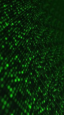 Dikey video - parlayan yeşil bilgisayar veri akışı ikili kod birler ve sıfırlar kameraya doğru hareket ediyor. Bu modern veri teknolojisi hareketi arka plan animasyonu tam HD ve kusursuz bir döngüdür.