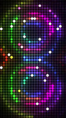 Dikey video - parlak, neon ışıklı disko LED ışıkları arka plan. 1970 'lerin renkli dönen spiral ışık çemberleri. Tam HD hareket arkaplan canlandırması.