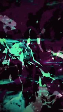 Dikey video - koyu mor ve yeşil soyut sıvı hareket grunge tarzı desenli arkaplan animasyonu.