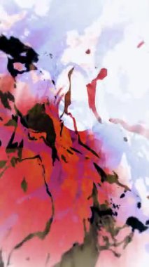 Dikey video - kırmızı, siyah ve beyaz soyut sıvı hareket grunge tünel etkisi ile desenli arkaplan animasyonu.