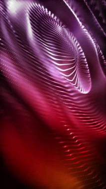 Dikey video - Soyut teknoloji hareket arkaplan animasyonu. Parlayan ışık demetlerinin akışkan mor ve kırmızı fraktal dalgalarıyla birlikte. Tam HD ve döngü.