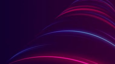 Pembe ve mavi kıvrımlı neon çizgileri ve kopyalama alanı olan şık teknoloji arka planı. Bu modaya uygun teknoloji animasyonu tam bir HD ve kusursuz bir döngü..