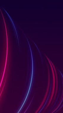 Dikey video - parlak pembe ve mavi kıvrımlı neon çizgileri ve kopyalama alanı olan şık teknoloji arka planı. Bu modaya uygun teknoloji animasyonu tam bir HD ve kusursuz bir döngü..