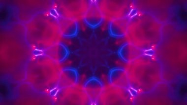 Dijital mandala, parlayan neon ve mavi enerji ışınları ile soyut arka plan. Bu kaleydoskopik ruhanilik arka planı tam bir HD ve kusursuz bir döngü..