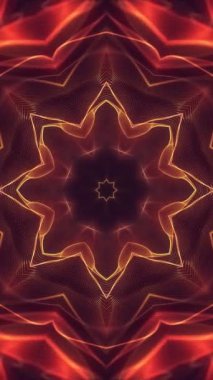 Dikey video - dijital mandala parlayan altın enerji ışınları ile soyut arka plan. Bu süslü kaleydoskopik ruhanilik arka planı tam bir HD ve kusursuz bir döngü..