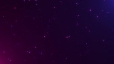 Parlak, pembe ve mavi neon renkli yıldızlar ve çerçevede yüzen parlak parçacıklar. Tam HD ve döngü partisi arkaplan canlandırması.