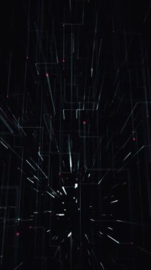 Soyut teknoloji 3D devre kartı hızlı hareket eden düğümlerle dijital veri akışı sağlayan bir arka plan. Bu modern teknolojinin dikey arka planı kusursuz bir döngüdür..