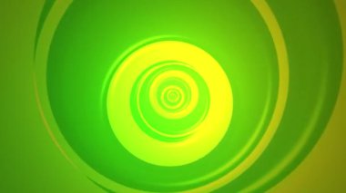 Parlak soyut arka plan, neon yeşil ve sarı kıvrımlı dairelerin dinamik spiral tasarımı. Parlak renkli tünel etkisi. Tam HD ve döngü canlandırması.