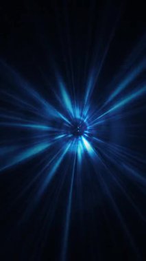 Mavi enerji ışınları yakınlaştırma etkisiyle dinamik fütüristik bilim kurgu arka planı. Uzay enerji portalından ya da solucan deliğinden warp hızında uçmak. Tam HD ve dikey arkaplan canlandırması.