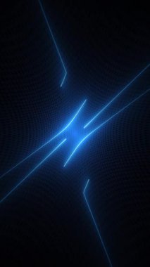 Parlayan mavi neon ışıklı oyun teknolojisi arka planı. Fütüristik teknoloji animasyonu. Tam HD ve dikey hareket arkaplan canlandırması.