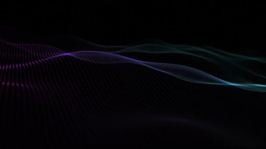 Zarif dalgalanan neon renkli mor ve yeşil fraktal ışık dalgalı minimalist bir arka plan. Bu soyut teknoloji konsepti tam bir HD ve kusursuz bir döngüdür..