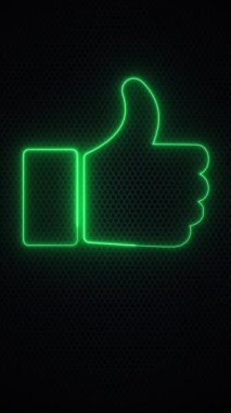 Parlak yeşil neon, fütüristik siyah ağ arka planında yanıp sönen ikonu işaret ediyor. Sosyal medya kavramı sosyal kampanyalar ve dijital markalaşma için idealdir. Tam HD ve dikey döngü canlandırması.