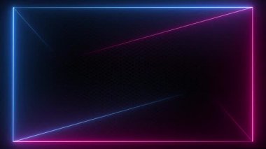 Siyah ağda parlayan kırmızı ve mavi ışık huzmeleri ile son moda soyut teknoloji arka planı. Fütüristik teknoloji animasyonu. Tam HD ve döngü hareketi arkaplan canlandırması.