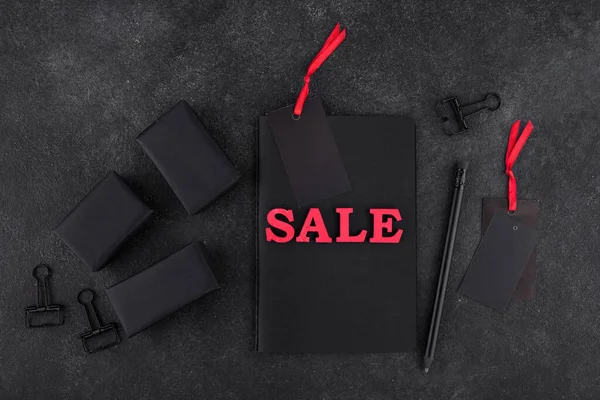 Распродажа Черную Пятницу Концепция Покупок Текстовыми Коробками — стоковое фото