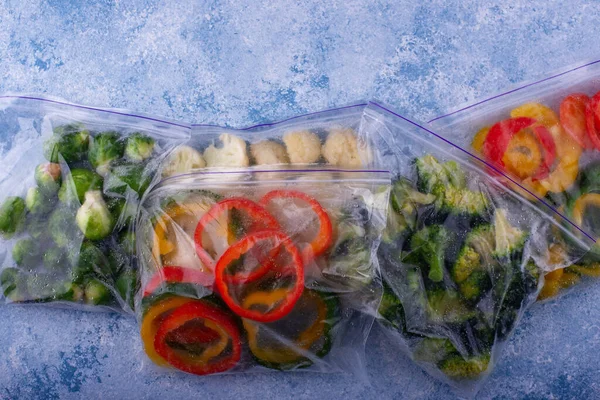 Different frozen vegetables. Food storage. Healthy eating