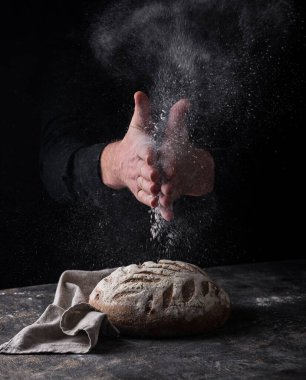 Fresh homemade bread with a crispy crust. Bakery concept
