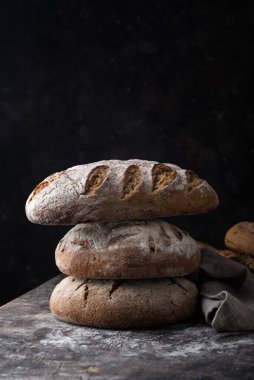 Fresh homemade bread with a crispy crust. Bakery concept