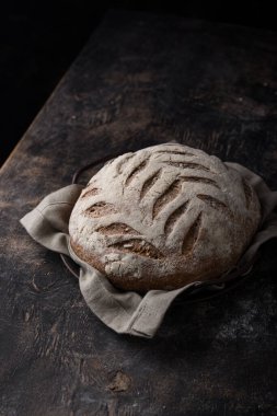 Fresh homemade bread with a crispy crust. Bakery concept