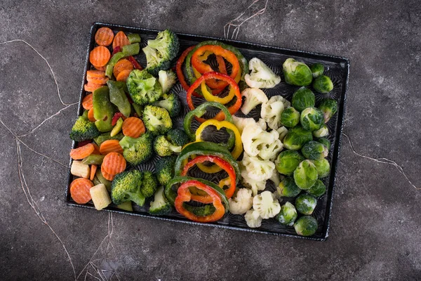 Different frozen vegetables. Food storage. Healthy eating