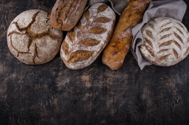 Fresh homemade bread with a crispy crust. Bakery concept