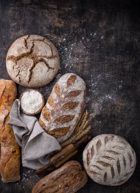 Fresh homemade bread with a crispy crust. Bakery concept